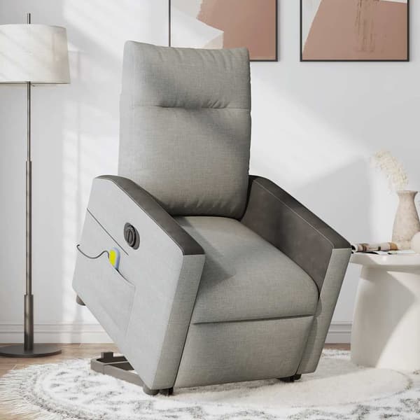 vidaXL Elektrisk lyftande massagefåtölj, vilstol, grå