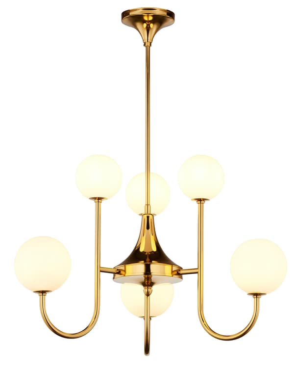 SELEN Lysekrone Guld Hvid Glas