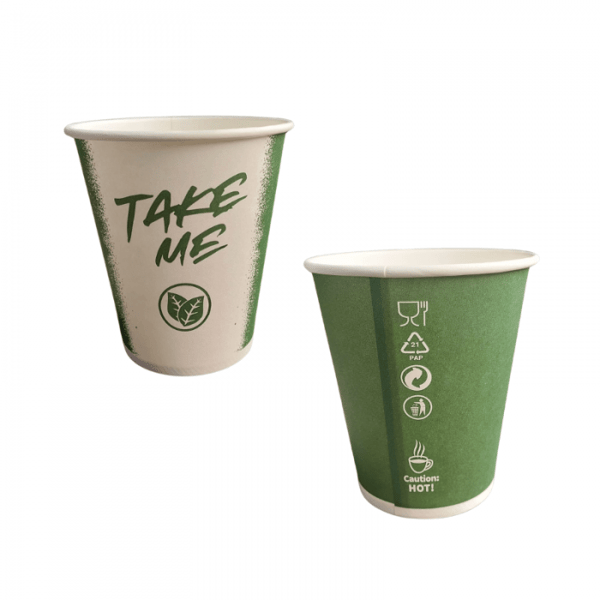 Gröna engångspappersmuggar 250 ml diameter 80 mm gratis 50 st