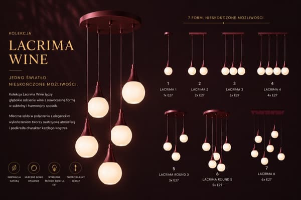 Riippuvalaisin 4xE27 Lacrima Wine
