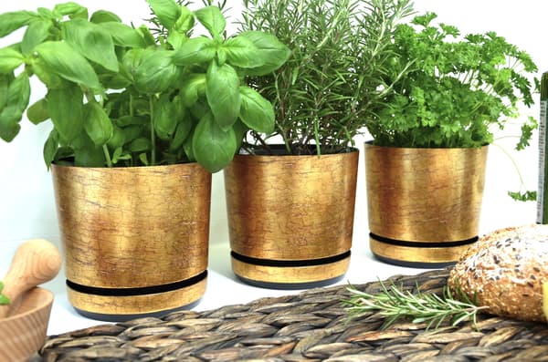 ANTIK GULD BLOMSTERPOTTE 18 CM DIAMETER ANTIK GULD