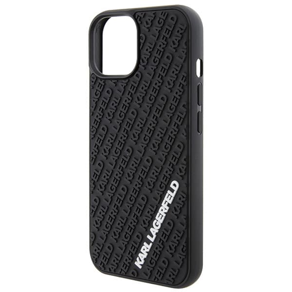 Karl Lagerfeld 3D gummicover med flere logoer til iPhone 15, sort