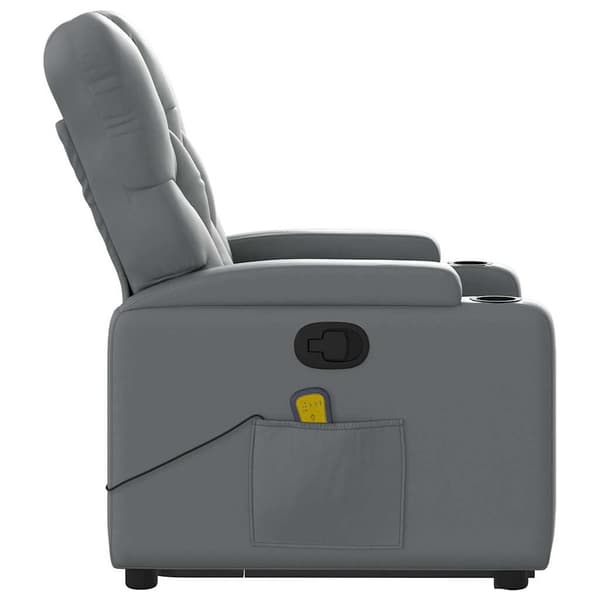 vidaXL Lyftbar massagefåtölj, grå, konstläder