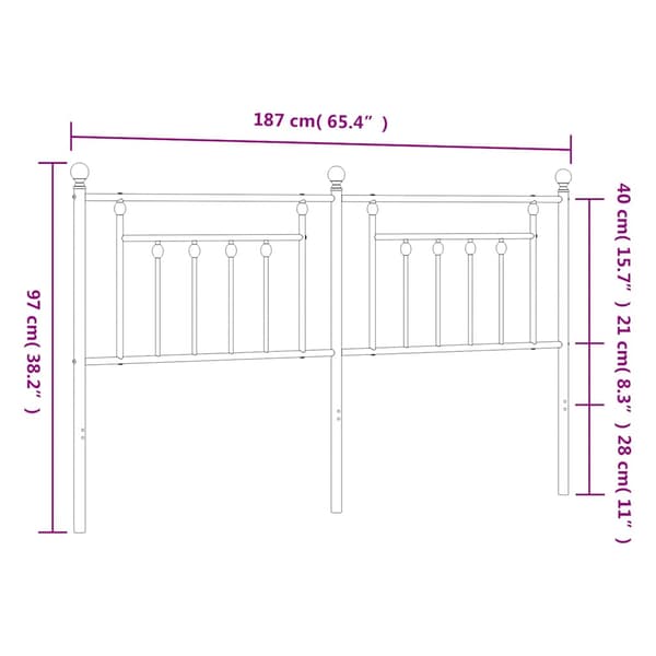 vidaXL metalsengegavl, sort, 180 cm