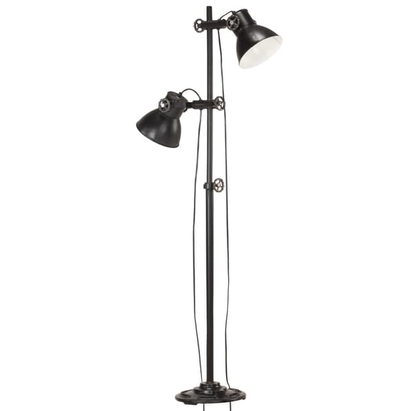 vidaXL gulvlampe med 2 skærme, sort, E27, støbejern
