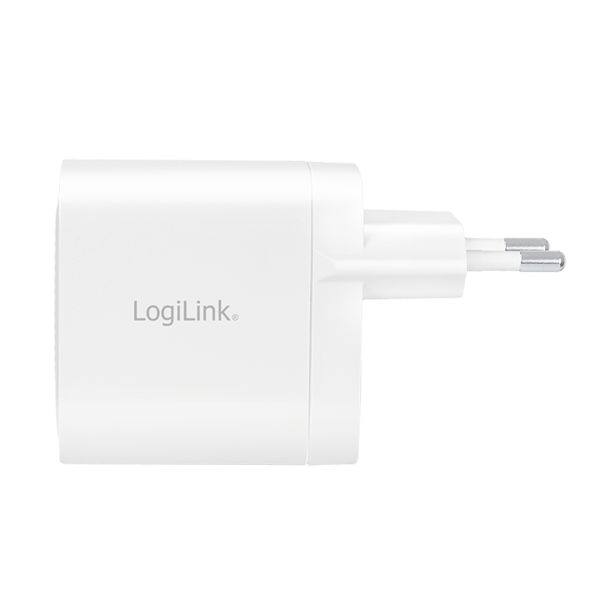 LogiLink 40W GaN USB-C 2x PD-laddare Vit Snabb PPS Compact Cube