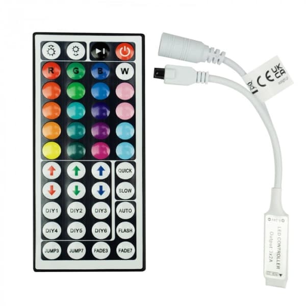 RGB LED Strip Controller IR44 72W 20 Farver 5V-12V Controller 44 Knapper