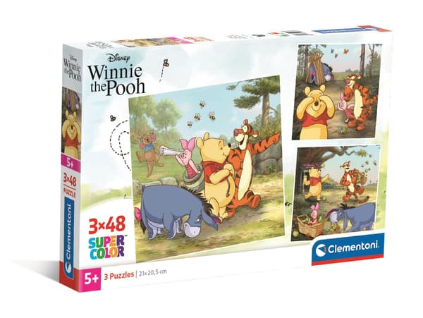 3 x 48 bitars pussel. Superfärgglatt. Nalle Puh