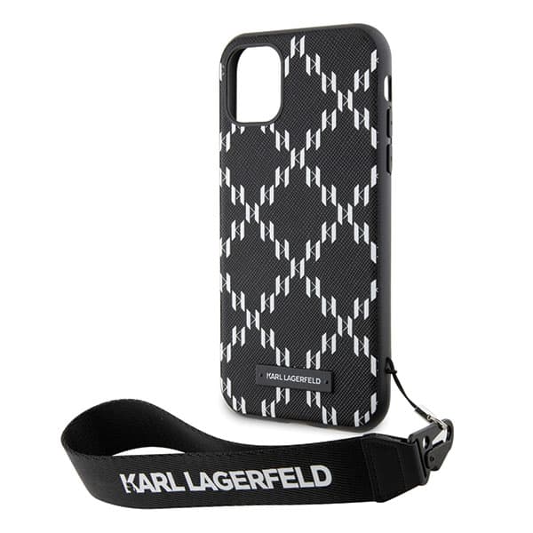 Karl Lagerfeld Monogram Losange Saffiano-etui til iPhone 11 / Xr, sort