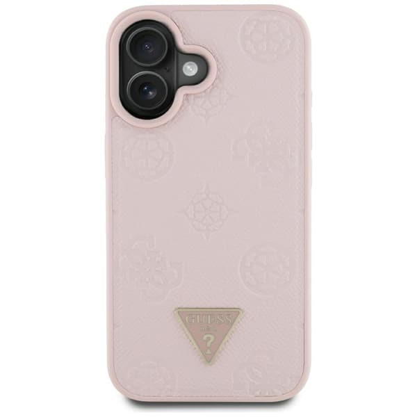 Guess Grained Hot Stamp Peony Pattern Triangle Logo MagSafe-cover til iPhone 16, lyserød