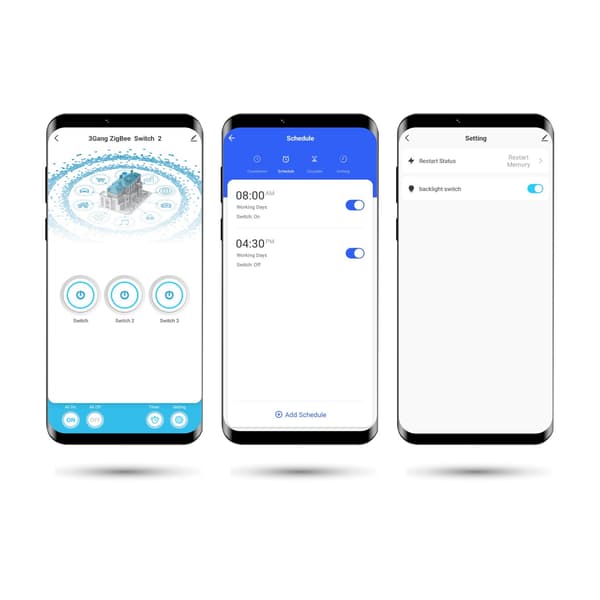 Tuya Smart Triple Switch med N Life Zigbee Sort
