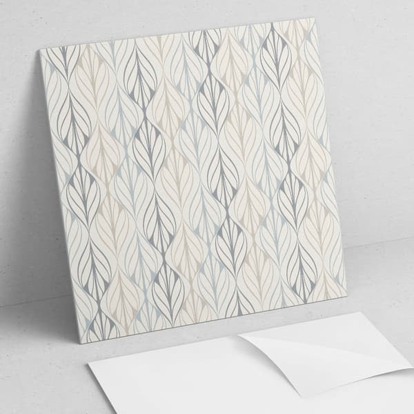 Vinylplattset med sovrumstema - Lövmönster i diamanter 4x50x50 cm