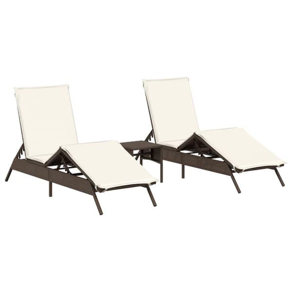 vidaXL Solstolar med bord, set om 2, brun, polyrotting