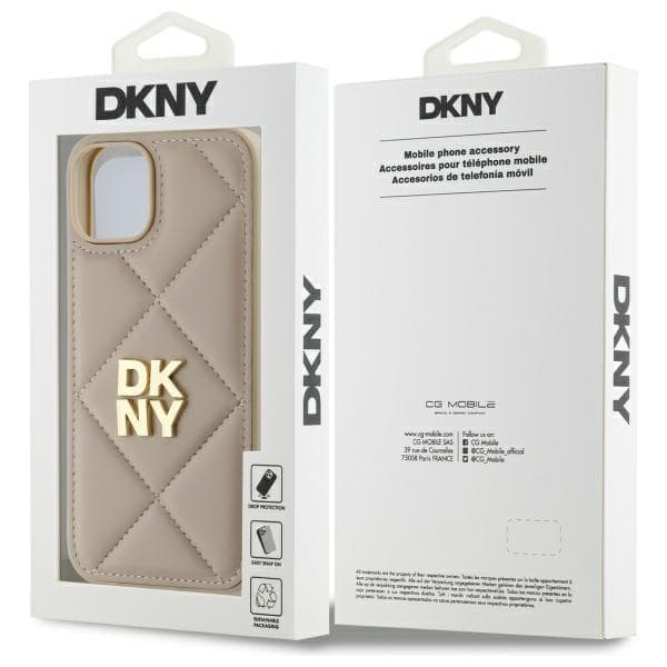 DKNY DKHCP14SPQDSLE iPhone 14 6,1" Beige Quilted Stack Logotyp