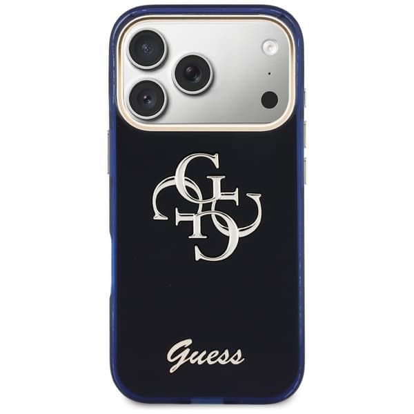 Guess IML 4G Script Metal-cover til iPhone 17 Pro i blåt