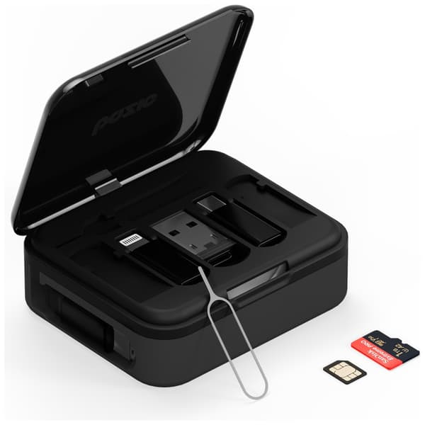 Bazic GoCharge Loop 5-i-1 Lightning, USB-A, Micro USB-kabel 1m Svart