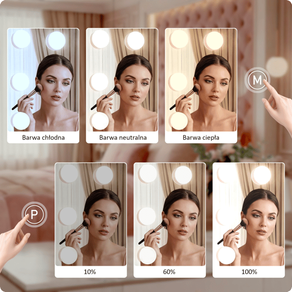 Makeupspejl sort makeup Hollywood 60 cm 10 LED lysfarver
