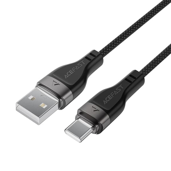 USB-A - USB-C 3A kabel med magnetisk organizer 1,2m - sort
