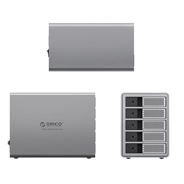 9858T3 Thunderbolt 3-diskuppsättning för 5 x 2,5" / 3,5" SATA-hårddiskar / SSD - grå