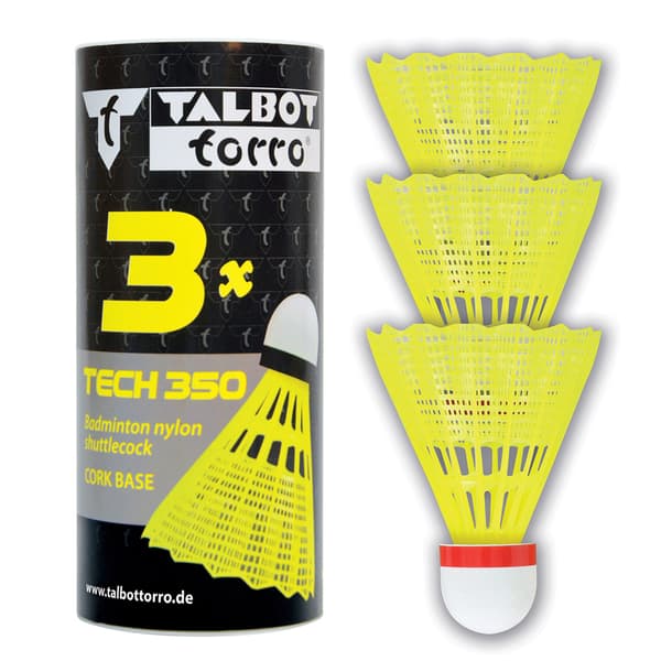 TALBOT TORRO Tech 350 Fast badminton shuttlecocks 3 st - gul
