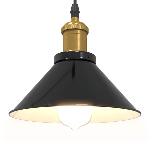vidaXL Højdejusterbar pendellampe E27 blank sort metal