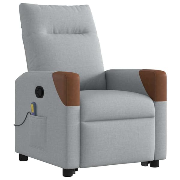 vidaXL Lyftbar massagefåtölj ljusgrå tyg