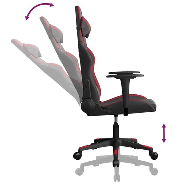 vidaXL gamingstol, sort og bordeaux, kunstlæder