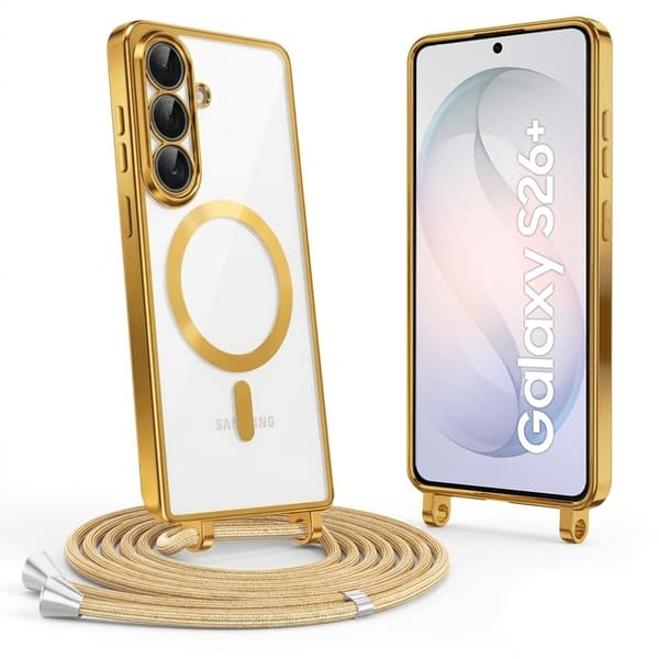 Etui til Samsung Galaxy S26 Plus, Electro MagSafe, guld + Snor