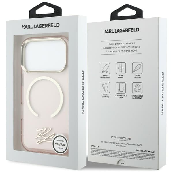 Karl Lagerfeld IML KL Script Logo MagSafe-cover til iPhone 17 Pro Max - Lyserødt