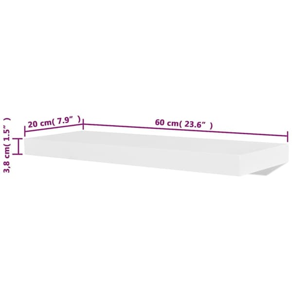 vidaXL væghylder, 4 stk., hvide, 60 cm