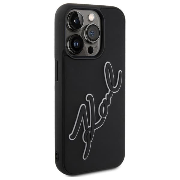 Karl Lagerfeld 3D gummi Signature-etui til iPhone 15 Pro Max, sort