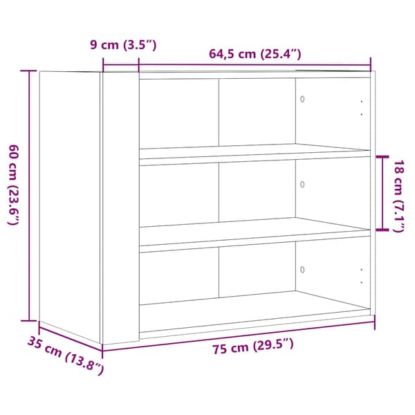 vidaXL vægskab brunt egetræ 75x35x60 cm