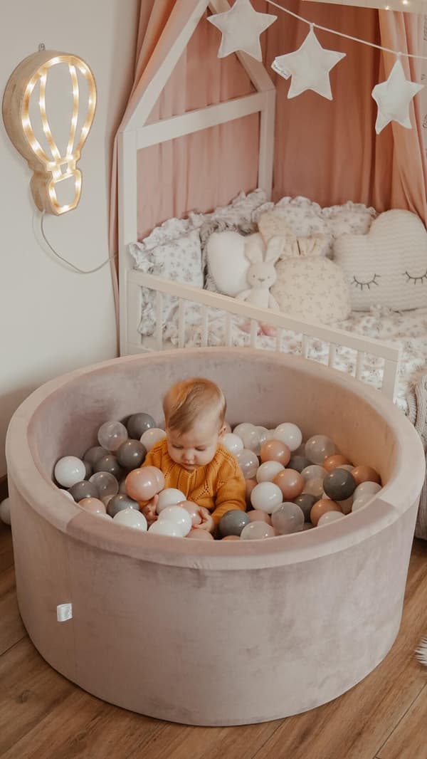 Tør pool 90x90x40 fløjls lilla uden bolde
