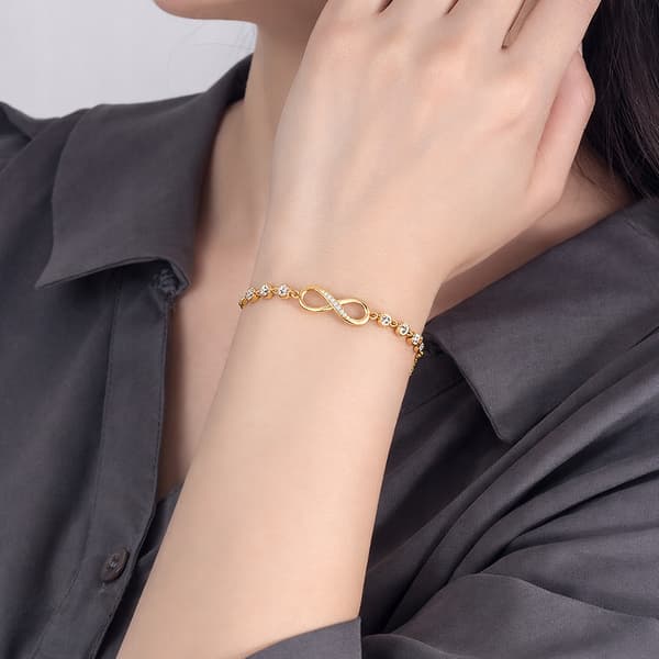 Guld Infinity Armbånd med Kæder og Krystaller til Gave