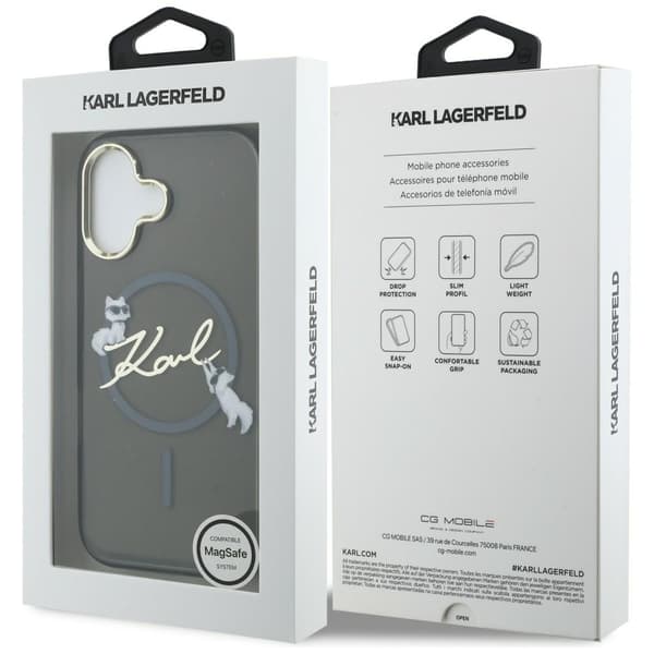 Karl Lagerfeld IML Choupettes Karl Script Logo MagSafe-etui til iPhone 17, sort