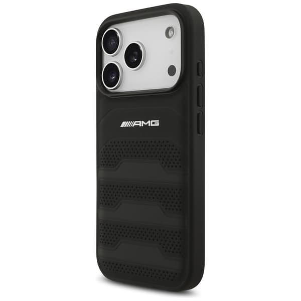 AMG Lædercover med Prægede Linjer og Logo til iPhone 17 Pro Sort