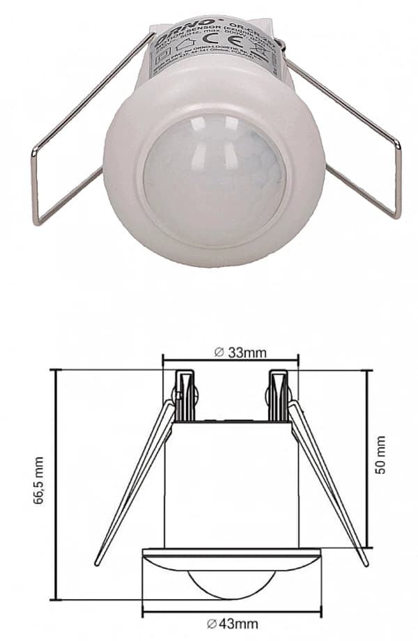 Mini LED-rörelsesensor för undertak, infälld montering, 360°