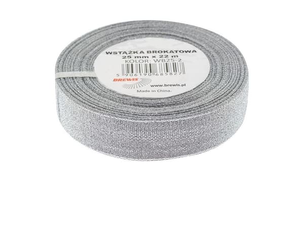 Sølv glitterbånd 25mmx22m