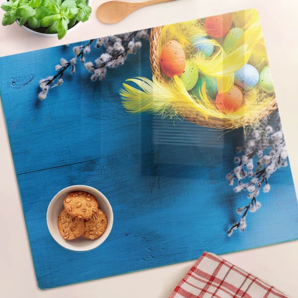 Dekorativ skär- och serveringsbräda i glas påskkorg 60x52 cm