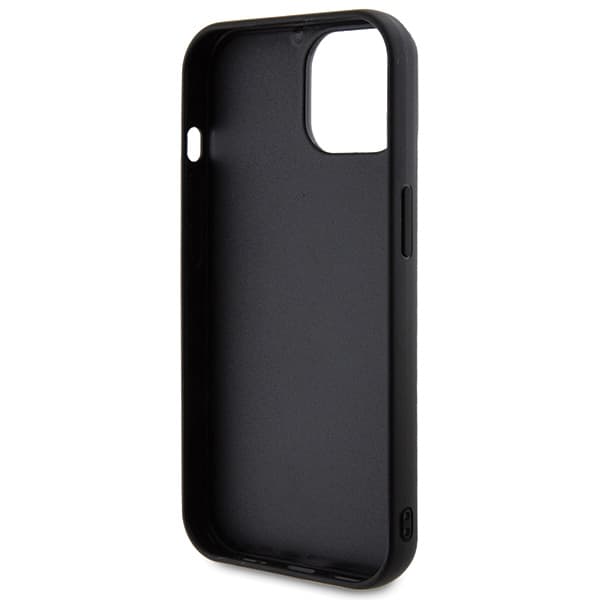 Guess Quiltet Metal Logo-etui til iPhone 15, sort