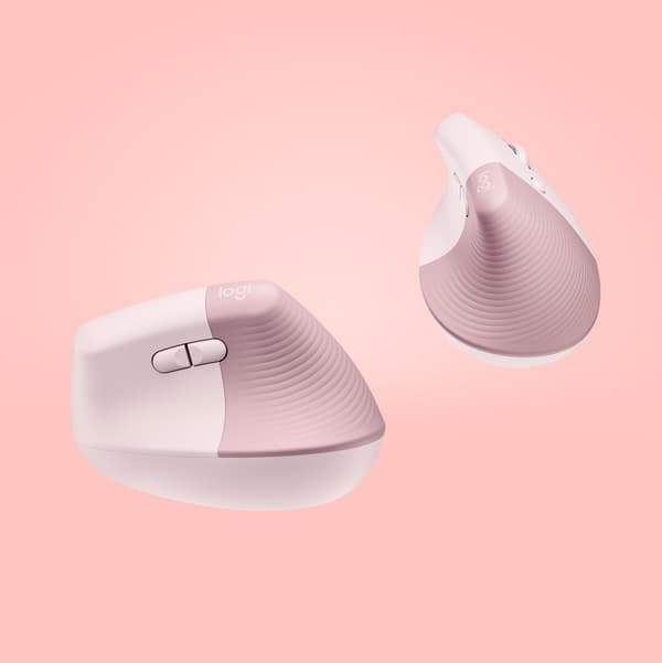 Logitech Lift Vertical Ergonomic Wireless/Bluetooth Rose datormus (910-006478)