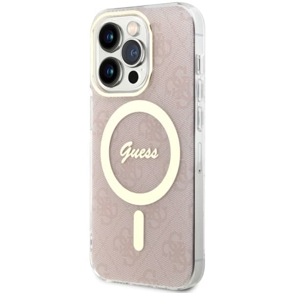 Guess IML 4G MagSafe-etui til iPhone 14 Pro, lyserød