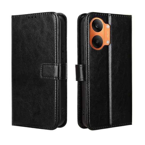 Flip-cover til Xiaomi Poco X8 Pro Max, Crazy Horse-pung, sort