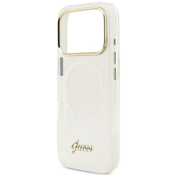 Guess IML Gradient Script Metal MagSafe-skal till iPhone 17 Pro Vitt