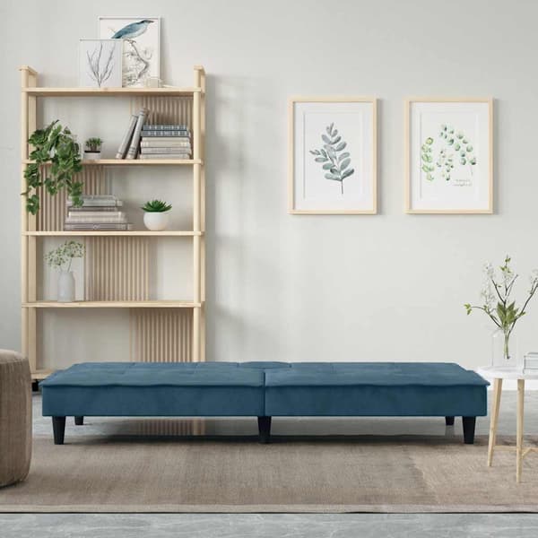 vidaXL sovesofa med kopholdere blå fløjl