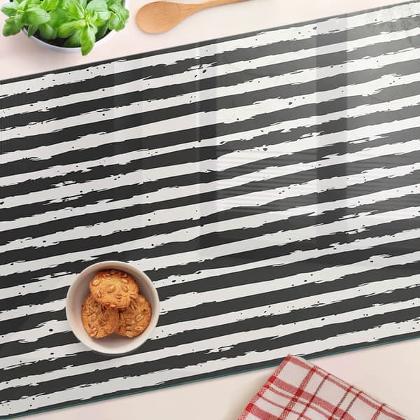 Dekorativ glastavle med grafik til servering af snacks, striber, 80x52 cm