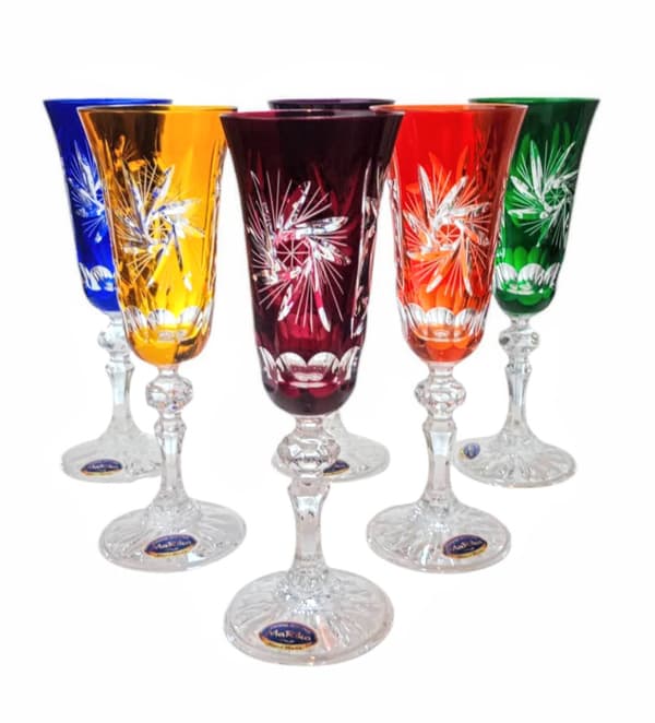 Färgglada kristallchampagneglas 150ml Olive Grinder