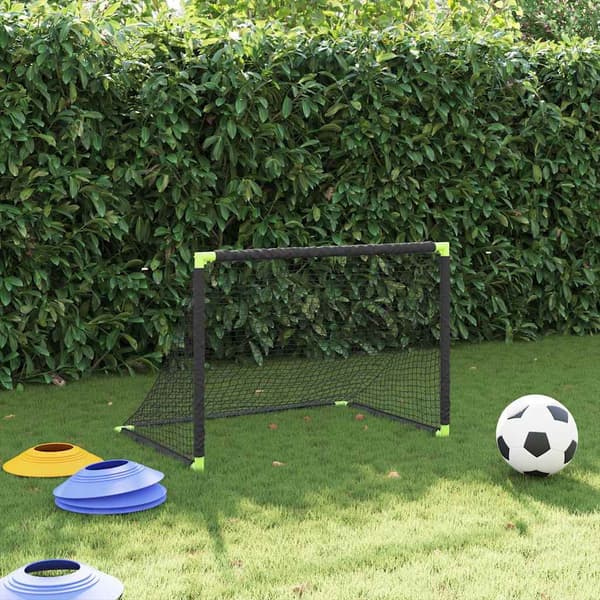vidaXL foldbart fodboldmål til børn, sort, 90x64x64 cm