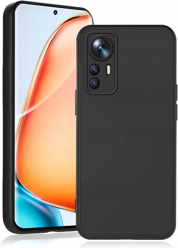 Agedate Xiaomi 12 Pro Musta Ohut Silikonikotelo