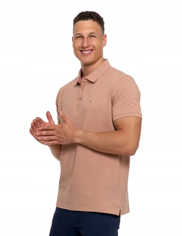 Herrpolo med knappar och krage i bomull MORAJ M BEIGE